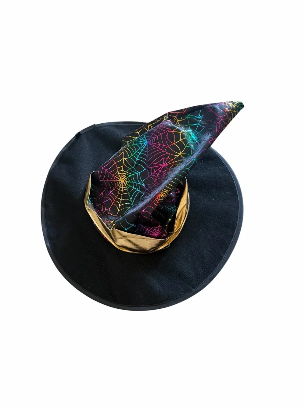 Unbranded Girls' Black Rainbow Spiderweb Witch Costume with Hat
